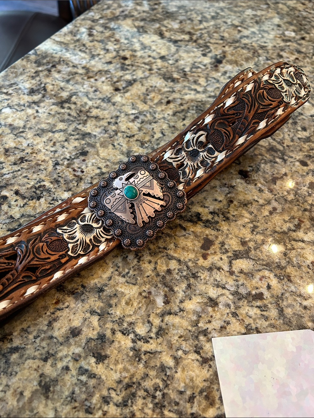 Kona Kut “Nocona” Tooled Leather Western Belt “Gary” Sz 42